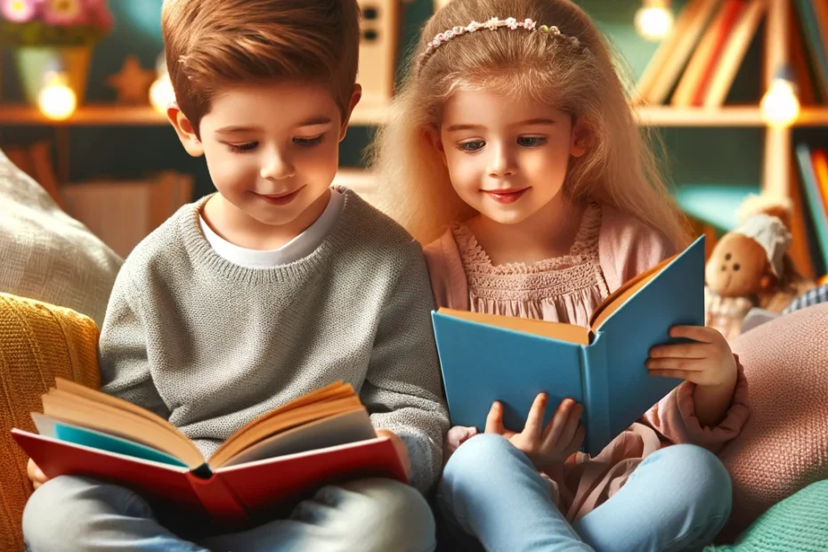 "Niño y niña leyendo juntos, capturados por 'Es de Leer', para inspirar la lectura en la niñez.